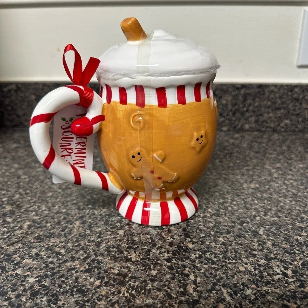Christmas Gingerbread Ceramic Mug With Whipped Cream Topper
